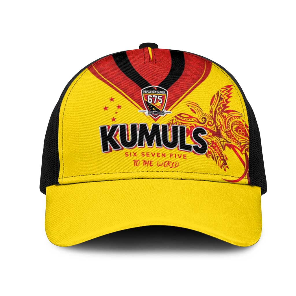 Papua New Guinea Rugby Mesh Trucker Cap Six Seven Five to The World - Melanesian Pattern LT03 One Size Black Multicolor - Polynesian Pride