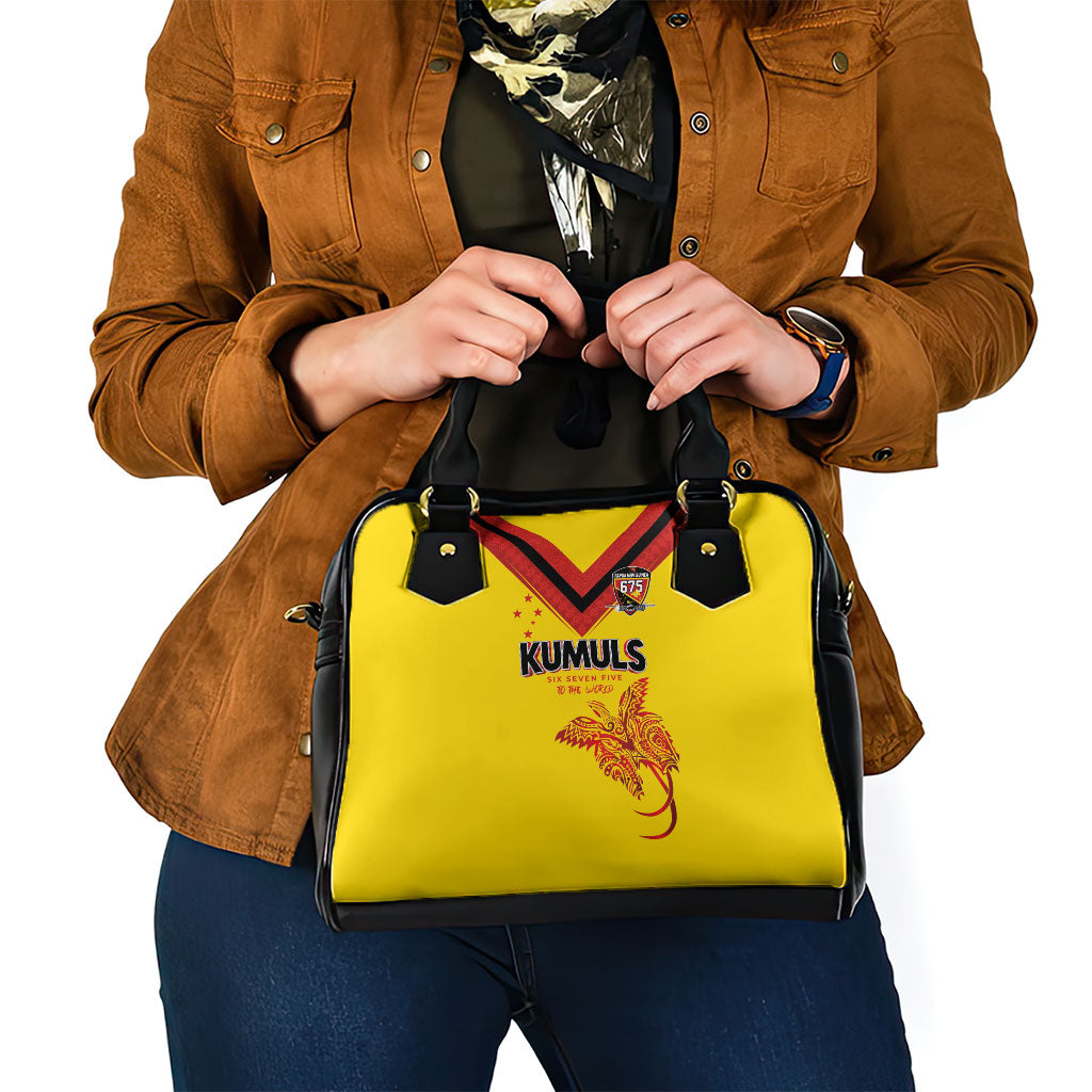 Papua New Guinea Rugby Shoulder Handbag Six Seven Five to The World - Melanesian Pattern LT03 - Polynesian Pride