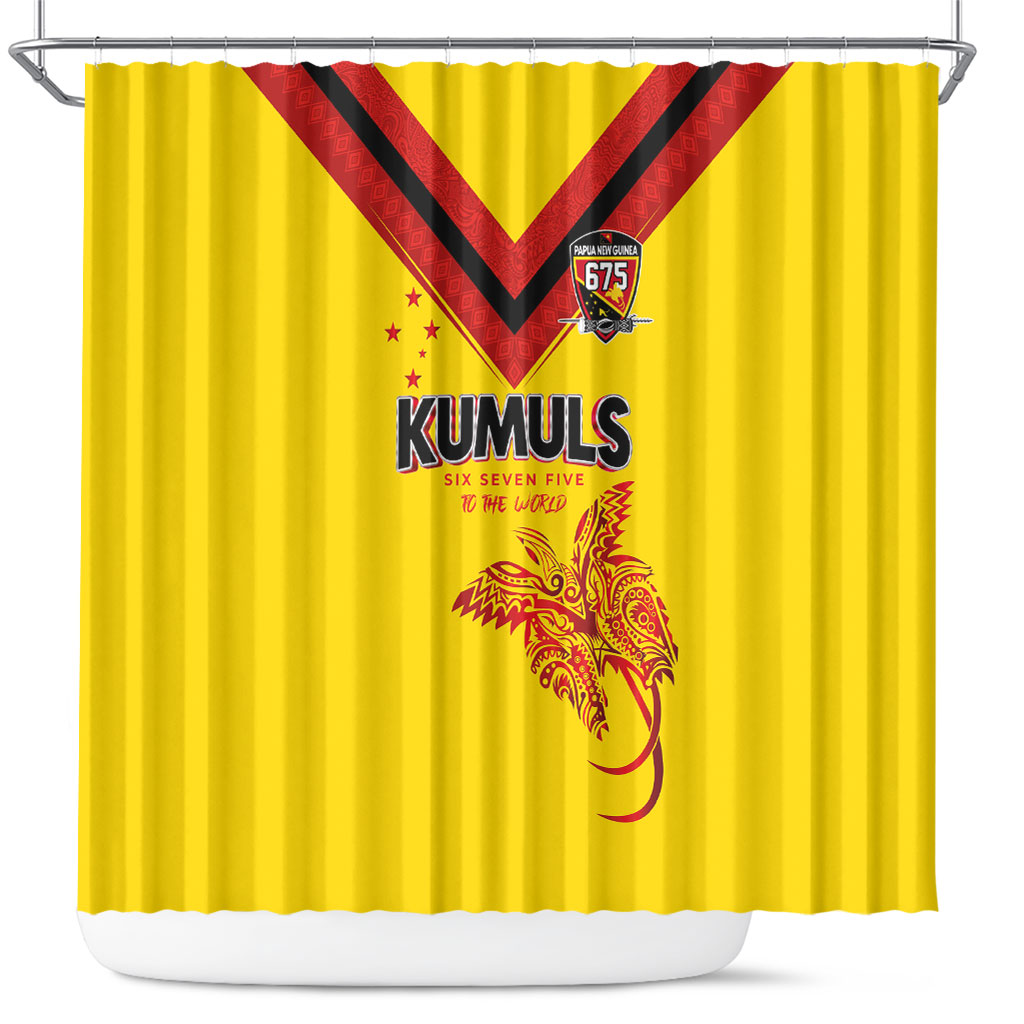 Papua New Guinea Rugby Shower Curtain Six Seven Five to The World - Melanesian Pattern LT03 Multicolor - Polynesian Pride