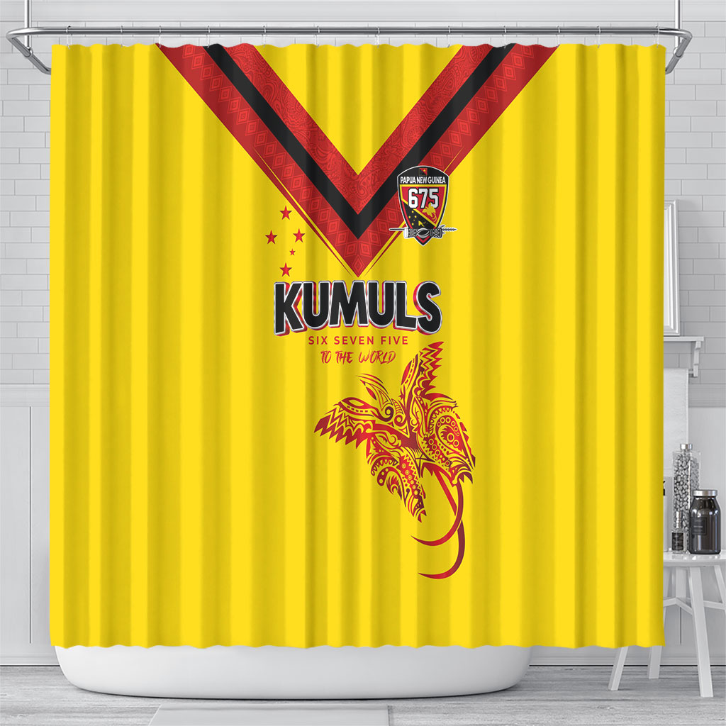 Papua New Guinea Rugby Shower Curtain Six Seven Five to The World - Melanesian Pattern LT03 - Polynesian Pride