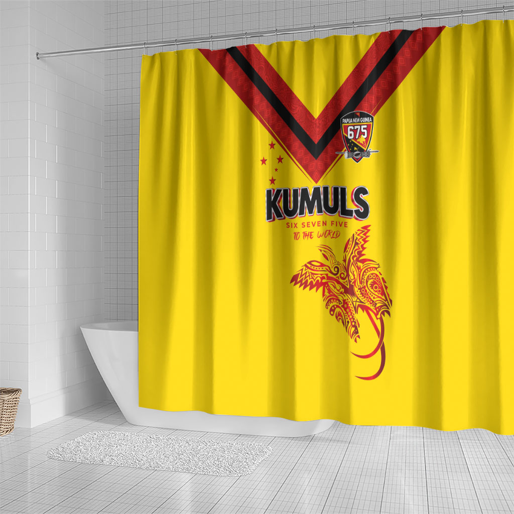 Papua New Guinea Rugby Shower Curtain Six Seven Five to The World - Melanesian Pattern LT03 - Polynesian Pride