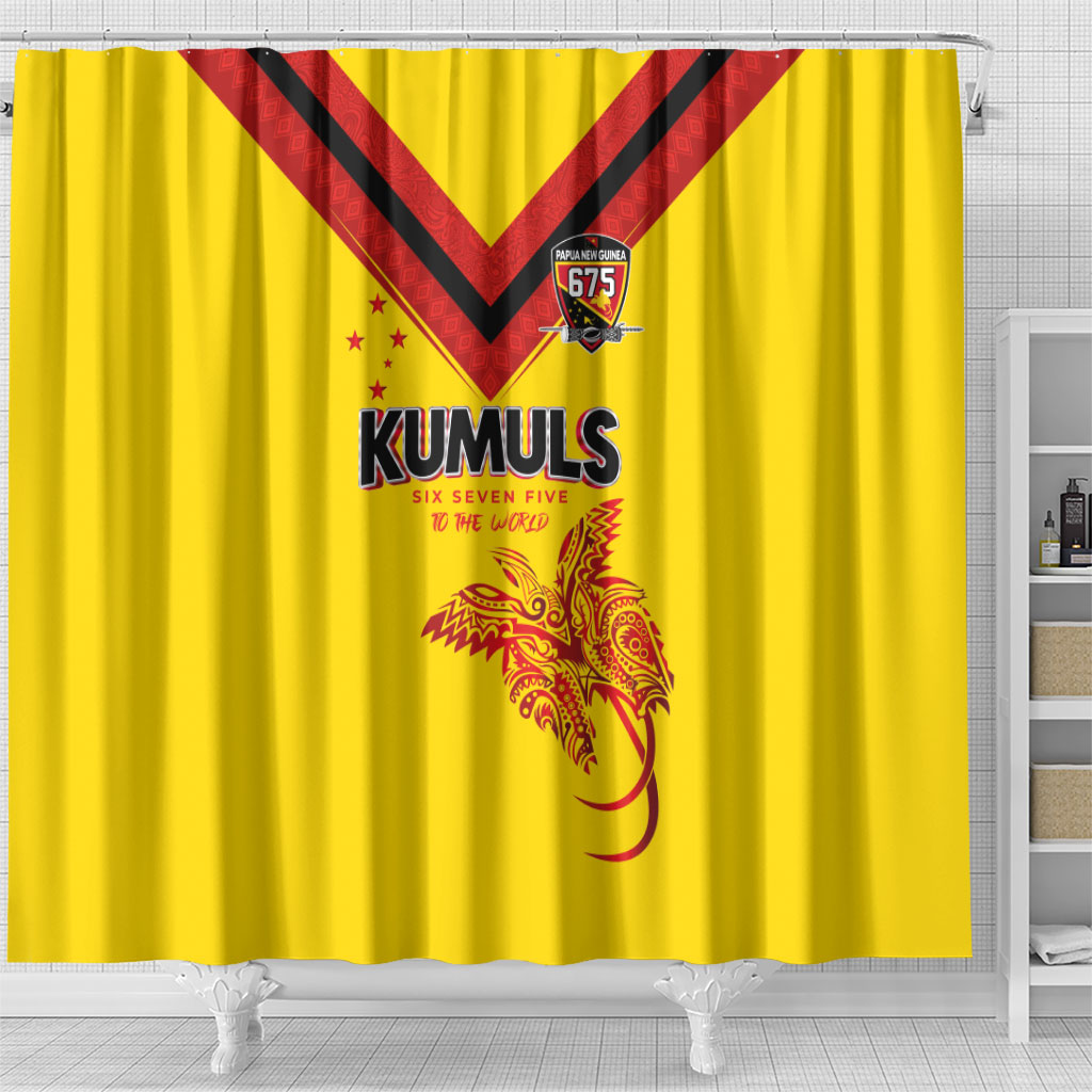 Papua New Guinea Rugby Shower Curtain Six Seven Five to The World - Melanesian Pattern LT03 - Polynesian Pride