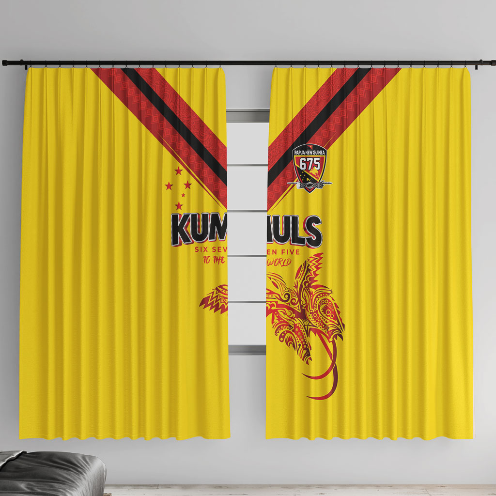Papua New Guinea Rugby Window Curtain Six Seven Five to The World - Melanesian Pattern