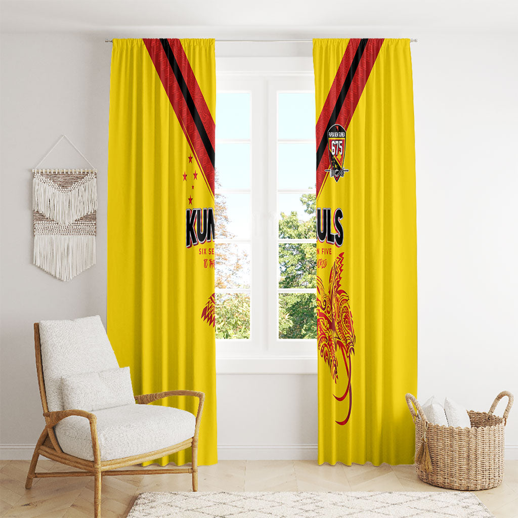 Papua New Guinea Rugby Window Curtain Six Seven Five to The World - Melanesian Pattern LT03 - Polynesian Pride