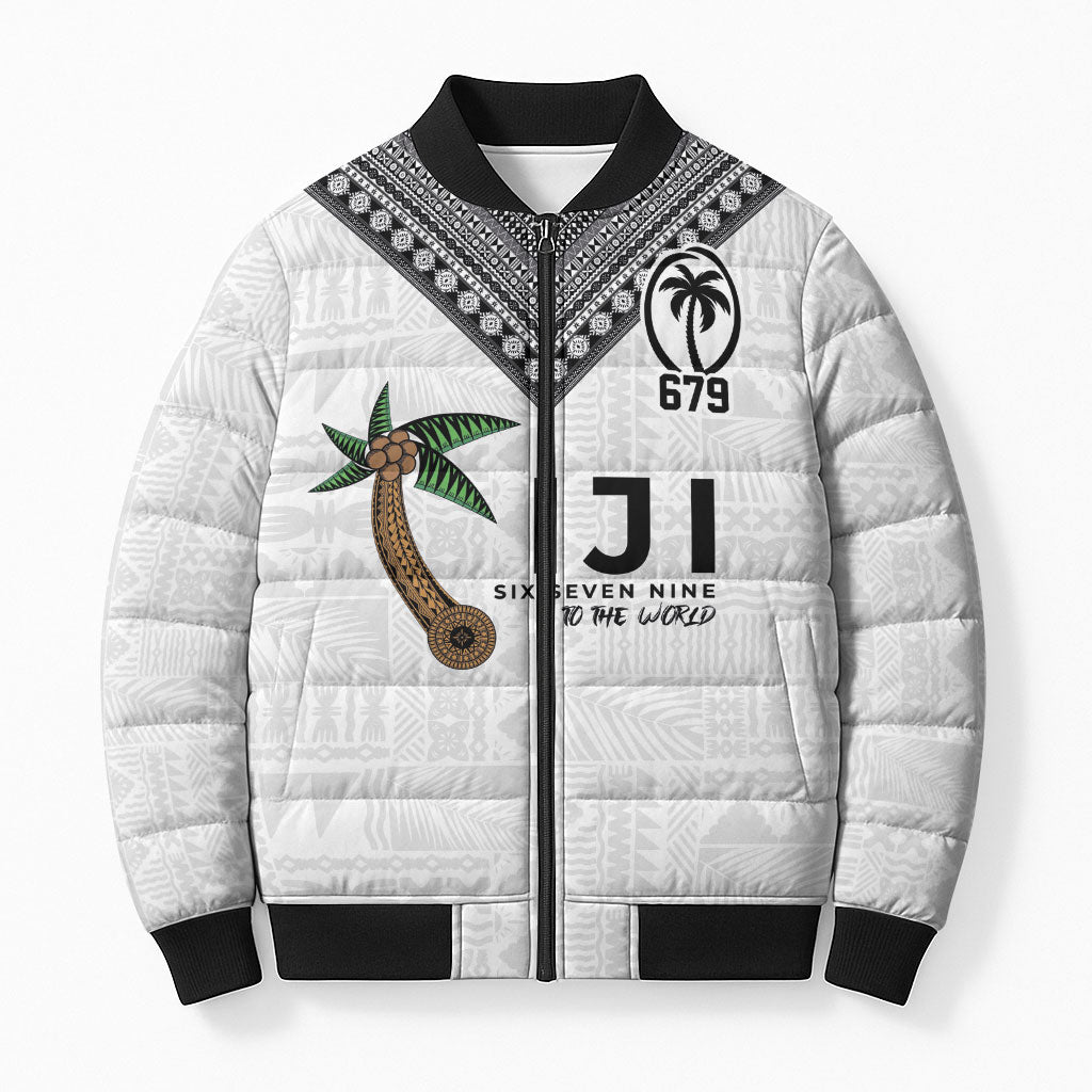 Fijian Rugby Bomber Puffer Jacket Six Seven Nine to The World - Tapa Pattern