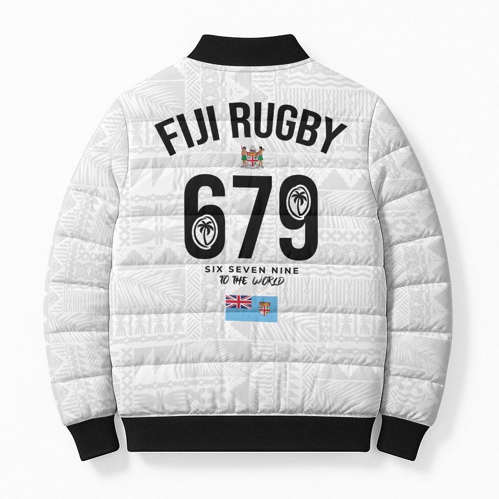 Fijian Rugby Bomber Puffer Jacket Six Seven Nine to The World - Tapa Pattern LT03 - Polynesian Pride