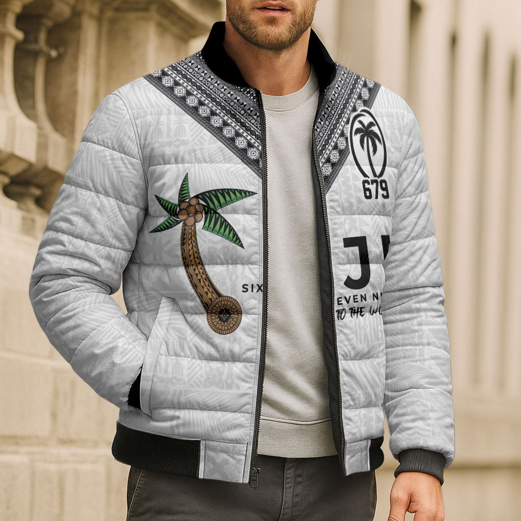 Fijian Rugby Bomber Puffer Jacket Six Seven Nine to The World - Tapa Pattern LT03 - Polynesian Pride