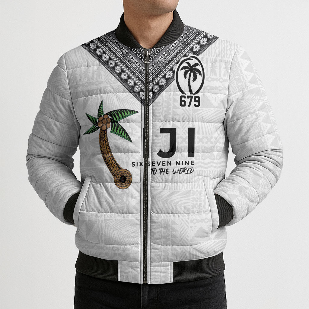 Fijian Rugby Bomber Puffer Jacket Six Seven Nine to The World - Tapa Pattern LT03 - Polynesian Pride