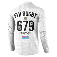 Fijian Rugby Button Sweatshirt Six Seven Nine to The World - Tapa Pattern LT03 - Polynesian Pride