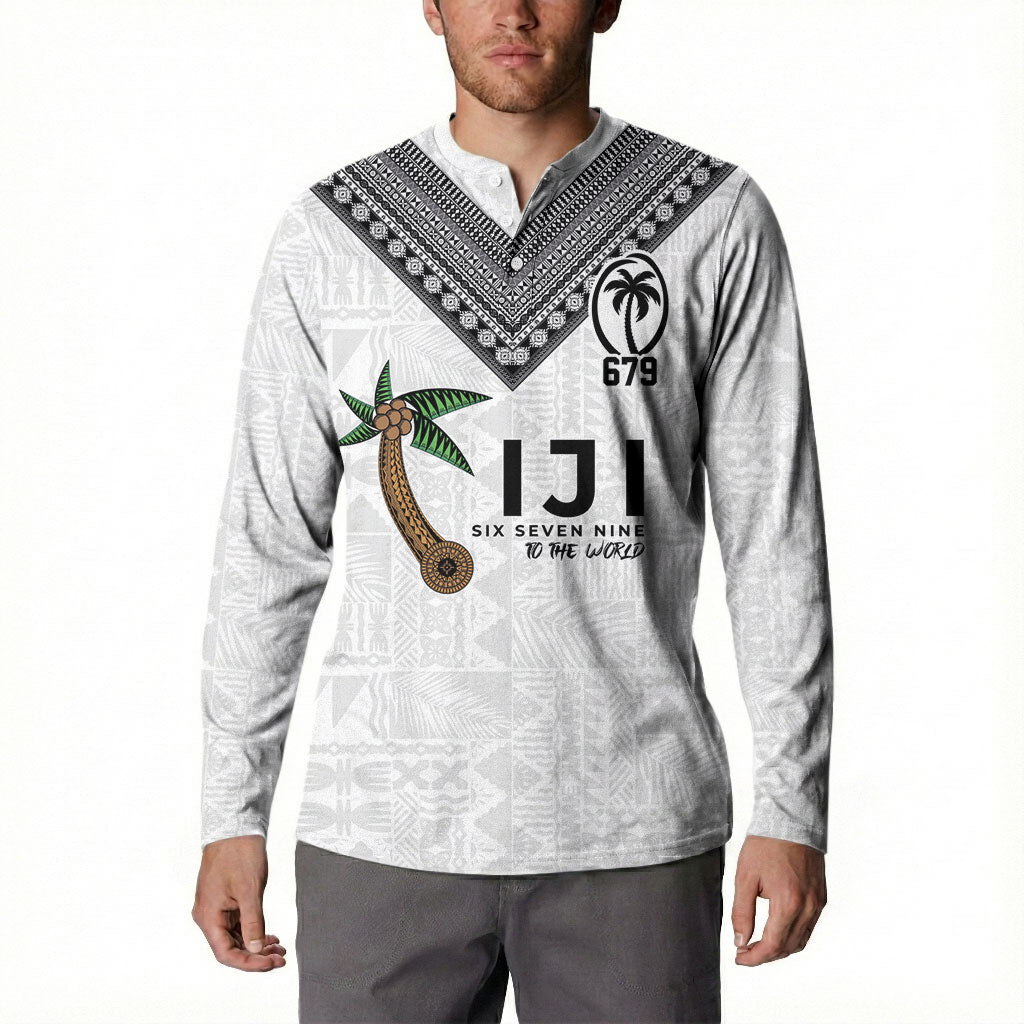 Fijian Rugby Button Sweatshirt Six Seven Nine to The World - Tapa Pattern LT03 - Polynesian Pride