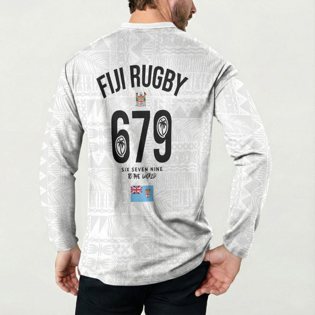 Fijian Rugby Button Sweatshirt Six Seven Nine to The World - Tapa Pattern LT03 - Polynesian Pride