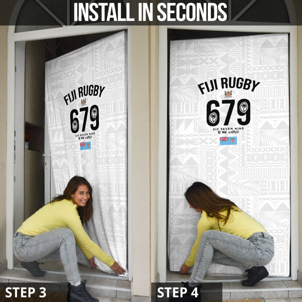 Fijian Rugby Door Cover Six Seven Nine to The World - Tapa Pattern LT03 - Polynesian Pride