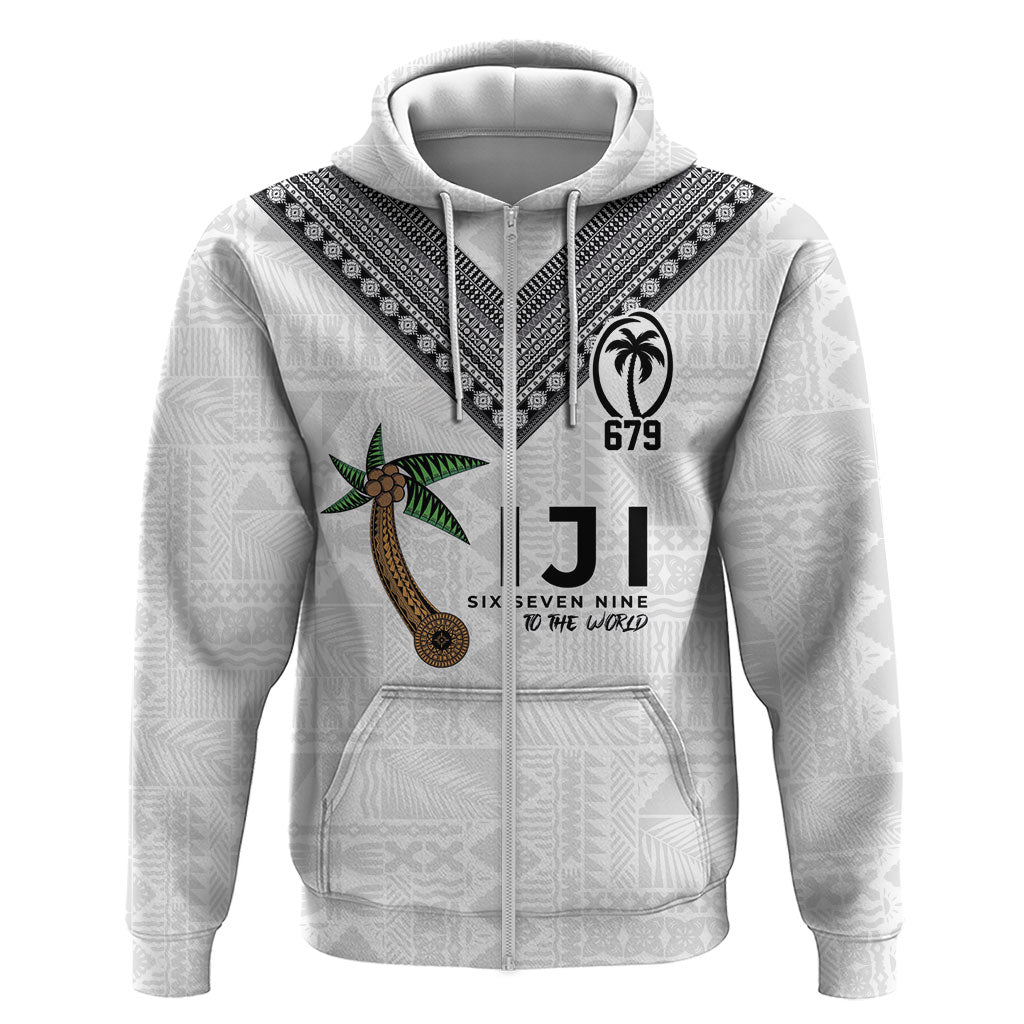 Fijian Rugby Hoodie Six Seven Nine to The World - Tapa Pattern LT03 Zip Hoodie Multicolor - Polynesian Pride