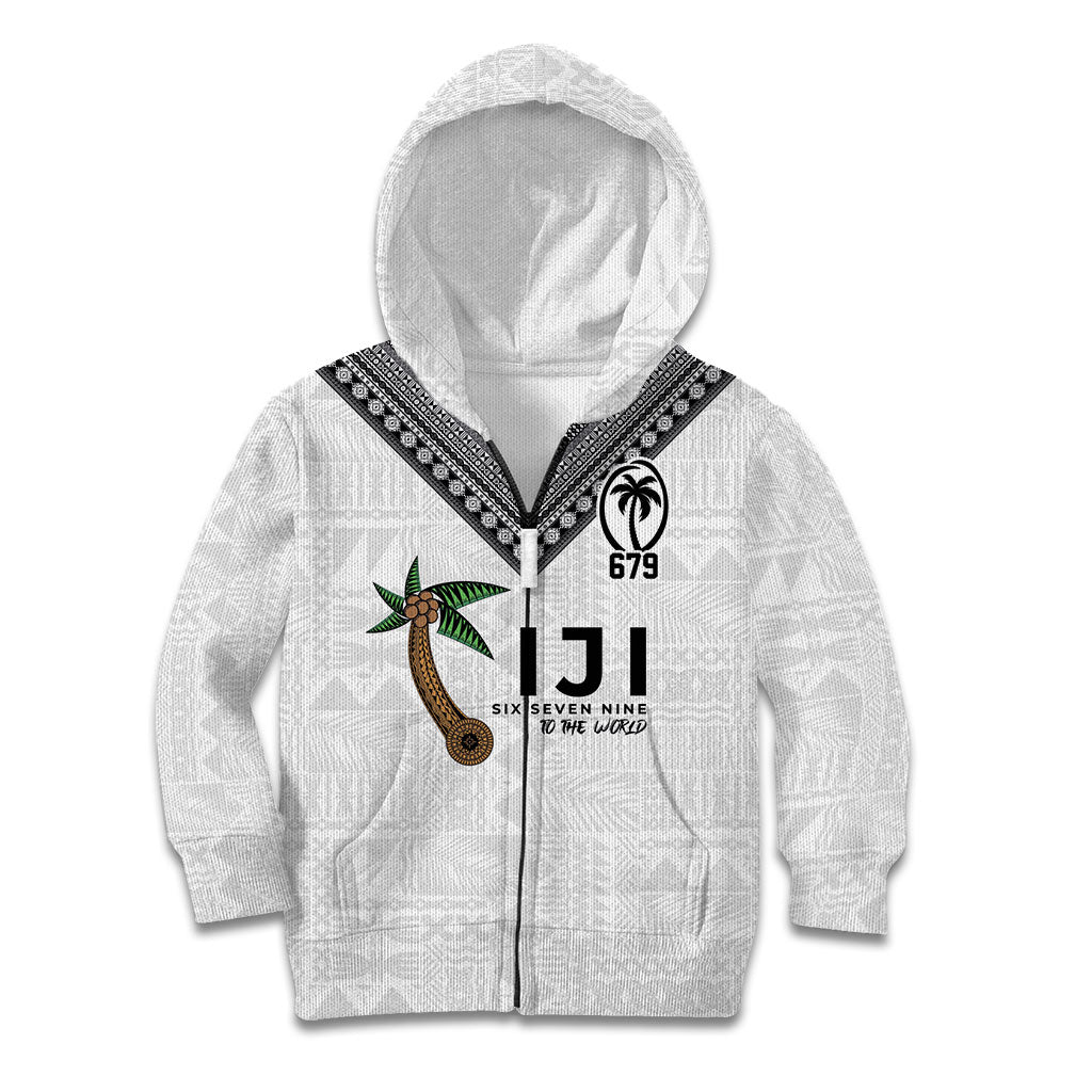 Fijian Rugby Kid Hoodie Six Seven Nine to The World - Tapa Pattern LT03 Zip Hoodie Multicolor - Polynesian Pride