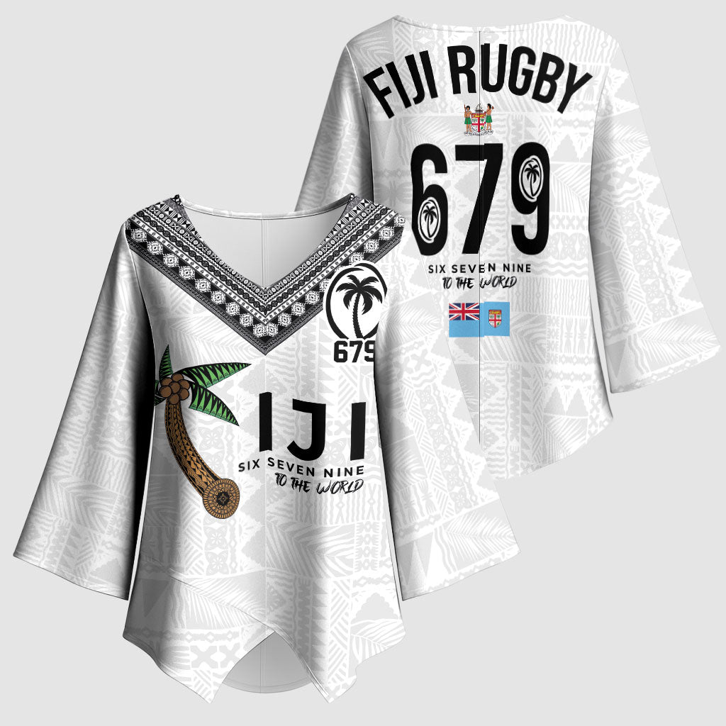 Fijian Rugby Kimono Sleeve Blouse Six Seven Nine to The World - Tapa Pattern LT03 - Polynesian Pride