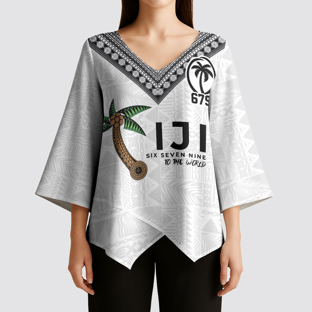 Fijian Rugby Kimono Sleeve Blouse Six Seven Nine to The World - Tapa Pattern LT03 - Polynesian Pride