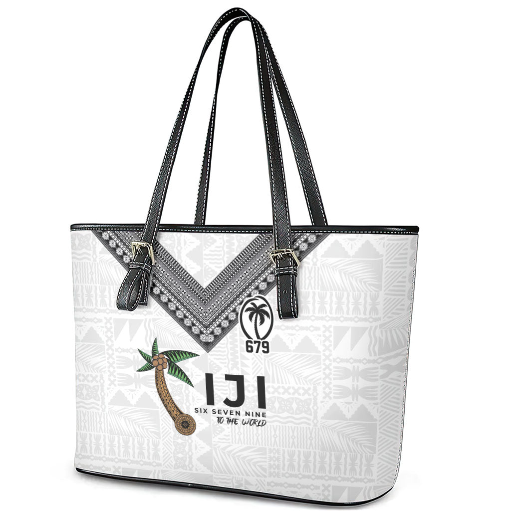 Fijian Rugby Leather Tote Bag Six Seven Nine to The World - Tapa Pattern LT03 - Polynesian Pride