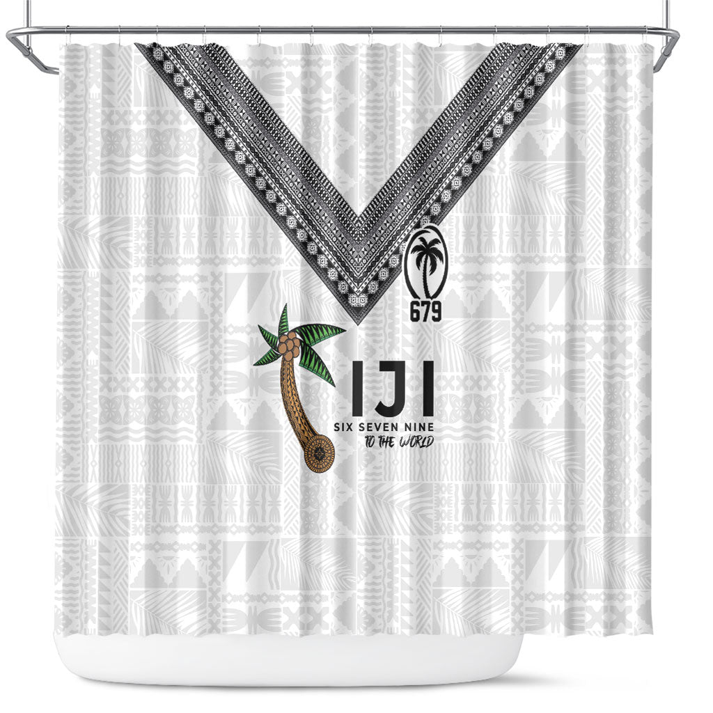 Fijian Rugby Shower Curtain Six Seven Nine to The World - Tapa Pattern LT03 Multicolor - Polynesian Pride