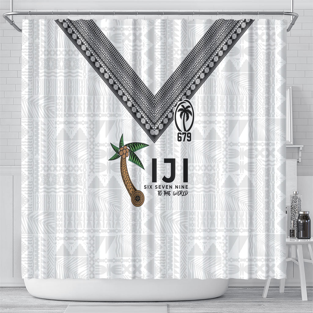 Fijian Rugby Shower Curtain Six Seven Nine to The World - Tapa Pattern LT03 - Polynesian Pride
