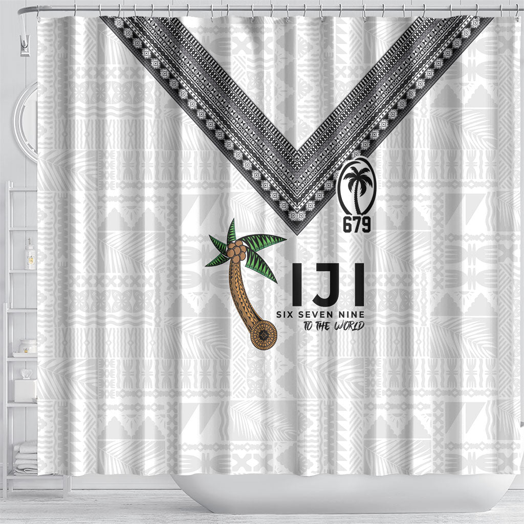 Fijian Rugby Shower Curtain Six Seven Nine to The World - Tapa Pattern LT03 - Polynesian Pride
