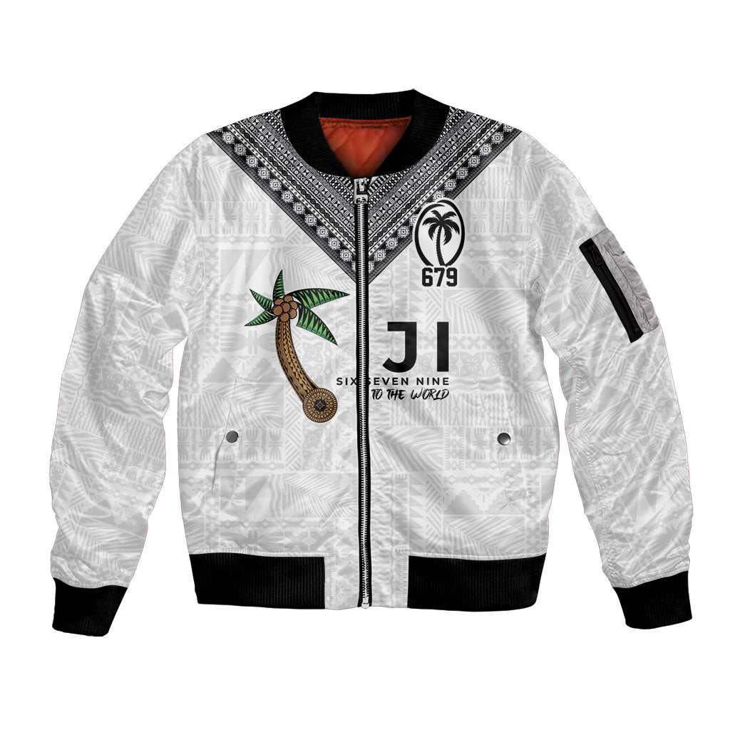 Fijian Rugby Sleeve Zip Bomber Jacket Six Seven Nine to The World - Tapa Pattern LT03 Unisex Multicolor - Polynesian Pride