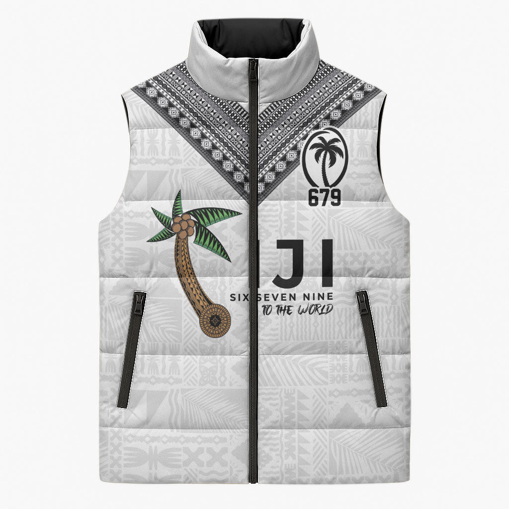 Fijian Rugby Sleeveless Puffer Jacket Six Seven Nine to The World - Tapa Pattern LT03 Unisex Multicolor - Polynesian Pride