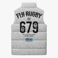 Fijian Rugby Sleeveless Puffer Jacket Six Seven Nine to The World - Tapa Pattern LT03 - Polynesian Pride