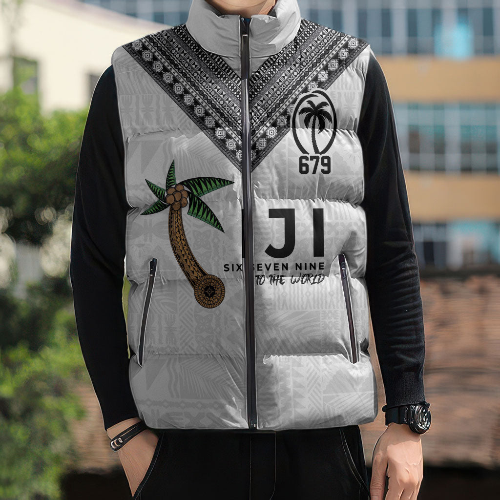 Fijian Rugby Sleeveless Puffer Jacket Six Seven Nine to The World - Tapa Pattern LT03 - Polynesian Pride