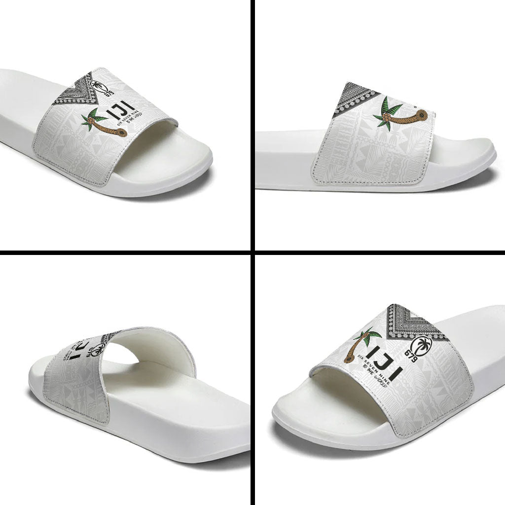 Fijian Rugby Slide Sandals Six Seven Nine to The World - Tapa Pattern LT03 - Polynesian Pride