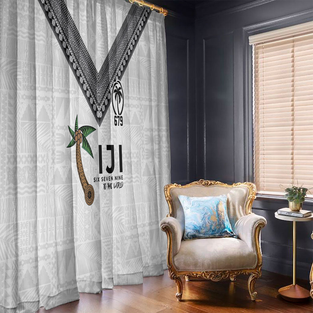 Fijian Rugby Window Curtain Six Seven Nine to The World - Tapa Pattern LT03 - Polynesian Pride