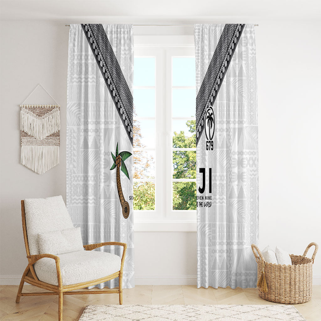 Fijian Rugby Window Curtain Six Seven Nine to The World - Tapa Pattern LT03 - Polynesian Pride