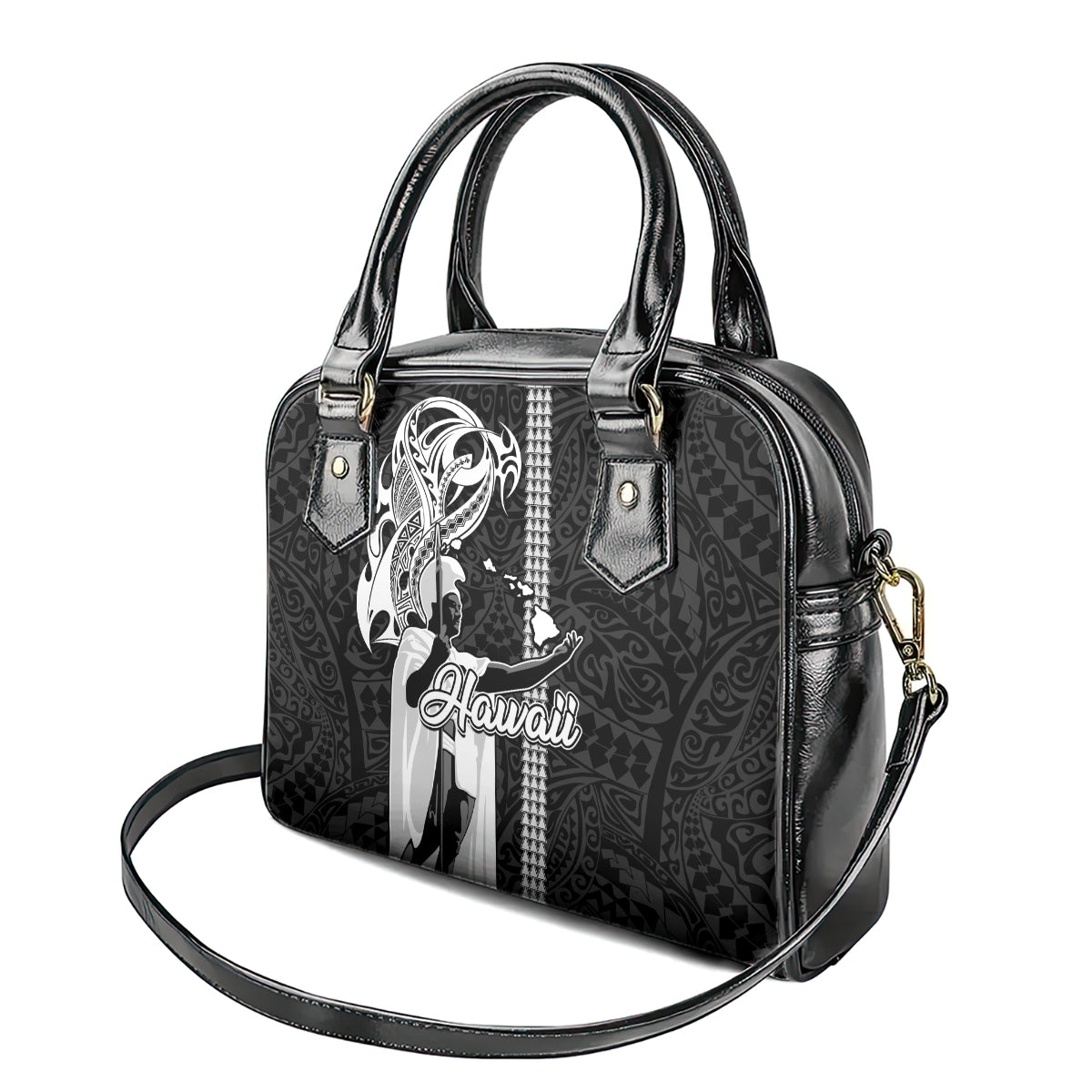 Hawaii Lanai Island Shoulder Handbag Hawaiian King and Kakau Symbols Abstract Shoulder Tattoo LT03 - Polynesian Pride