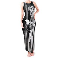 Hawaii Lanai Island Tank Maxi Dress Hawaiian King and Kakau Symbols Abstract Shoulder Tattoo LT03 Women Black - Polynesian Pride