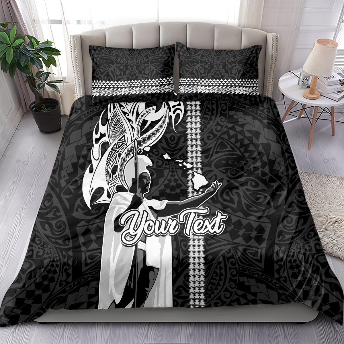 Custom Hawaii Lanai Island Bedding Set Hawaiian King and Kakau Symbols Abstract Shoulder Tattoo LT03 - Polynesian Pride