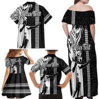 Custom Hawaii Lanai Island Family Matching Off Shoulder Maxi Dress and Hawaiian Shirt Hawaiian King and Kakau Symbols Abstract Shoulder Tattoo LT03 - Polynesian Pride