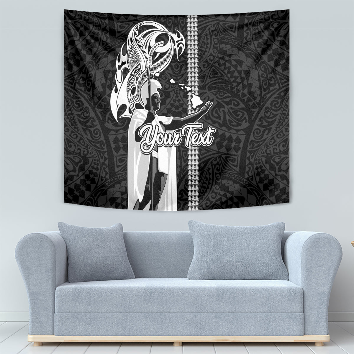 Custom Hawaii Lanai Island Tapestry Hawaiian King and Kakau Symbols Abstract Shoulder Tattoo LT03 - Polynesian Pride