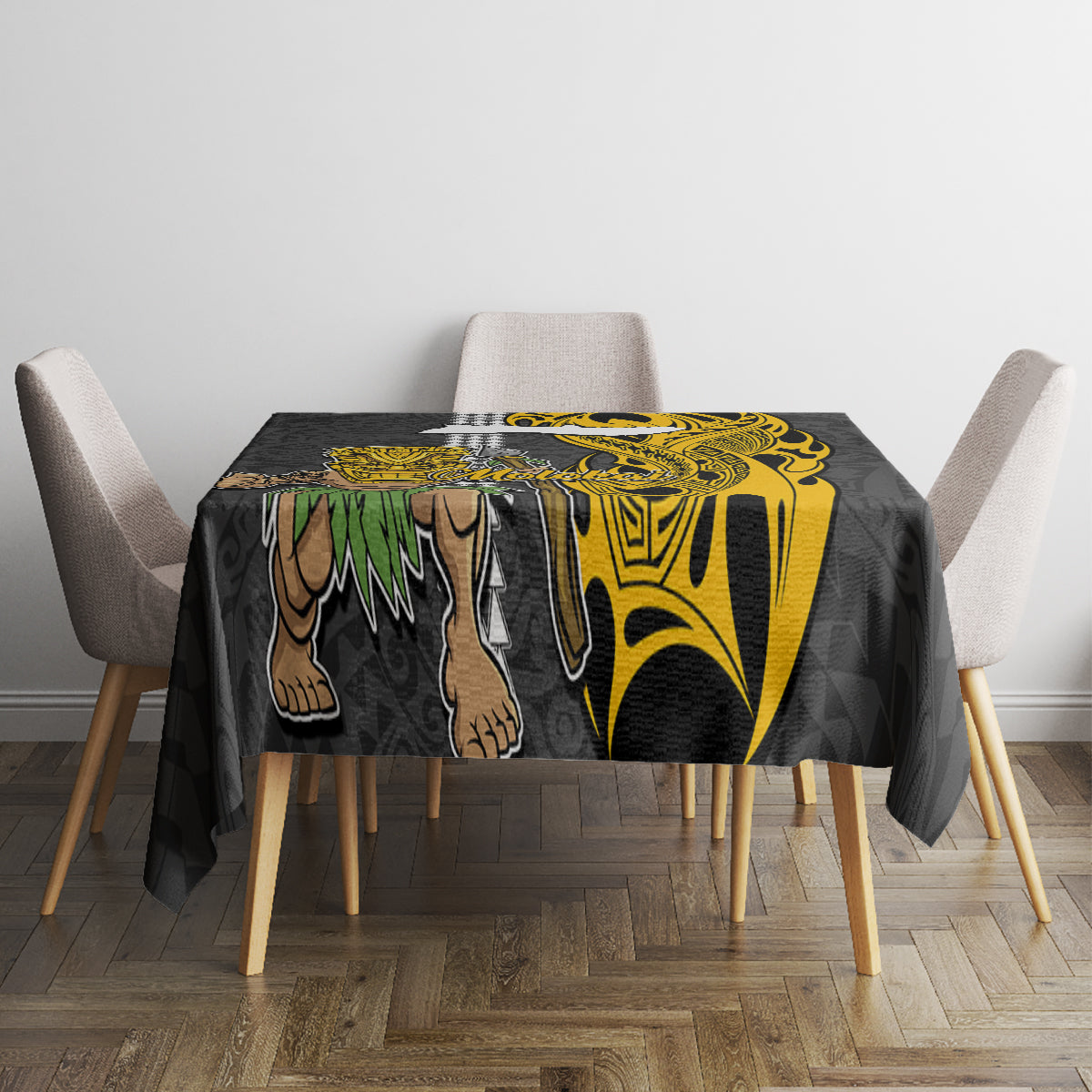Hawaii Molokai Island Tablecloth Hawaiian Warrior and Kakau Symbols Abstract Tattoo LT03 - Polynesian Pride