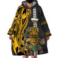 Hawaii Molokai Island Wearable Blanket Hoodie Hawaiian Warrior and Kakau Symbols Abstract Tattoo LT03 - Polynesian Pride
