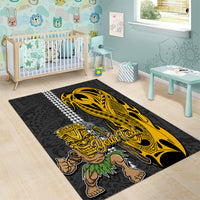 Custom Hawaii Molokai Island Area Rug Hawaiian Warrior and Kakau Symbols Abstract Tattoo LT03 - Polynesian Pride