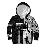 Hawaii Molokai Island Kid Hoodie Hawaiian King and Kakau Symbols Abstract Shoulder Tattoo LT03 Black - Polynesian Pride
