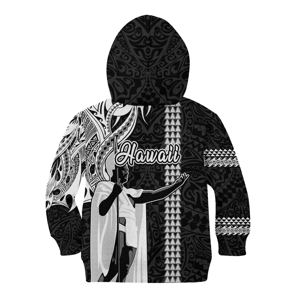Hawaii Molokai Island Kid Hoodie Hawaiian King and Kakau Symbols Abstract Shoulder Tattoo LT03 - Polynesian Pride