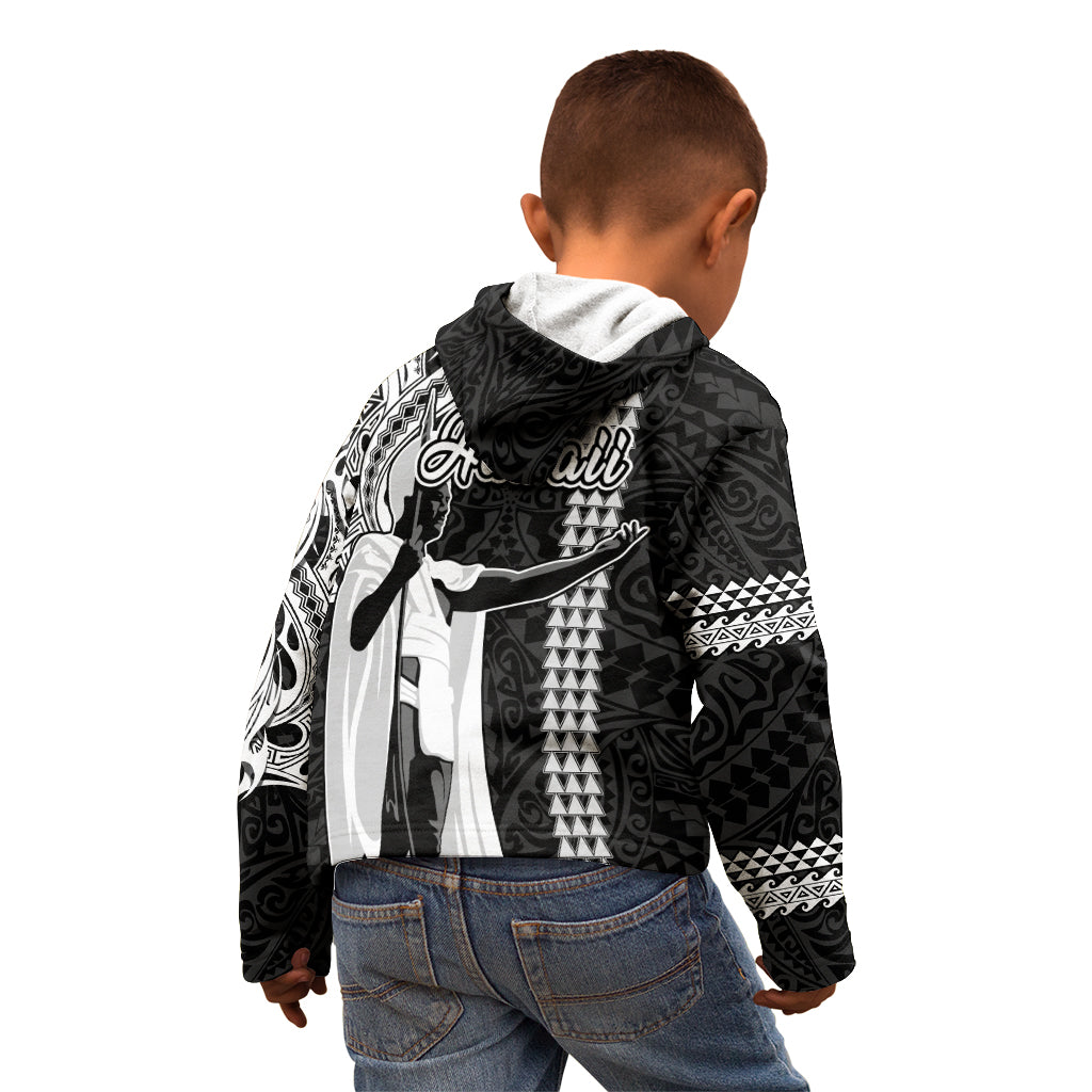 Hawaii Molokai Island Kid Hoodie Hawaiian King and Kakau Symbols Abstract Shoulder Tattoo LT03 - Polynesian Pride
