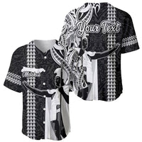 Custom Hawaii Molokai Island Baseball Jersey Hawaiian King and Kakau Symbols Abstract Shoulder Tattoo LT03 - Polynesian Pride