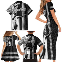 Custom Hawaii Molokai Island Family Matching Short Sleeve Bodycon Dress and Hawaiian Shirt Hawaiian King and Kakau Symbols Abstract Shoulder Tattoo LT03 - Polynesian Pride