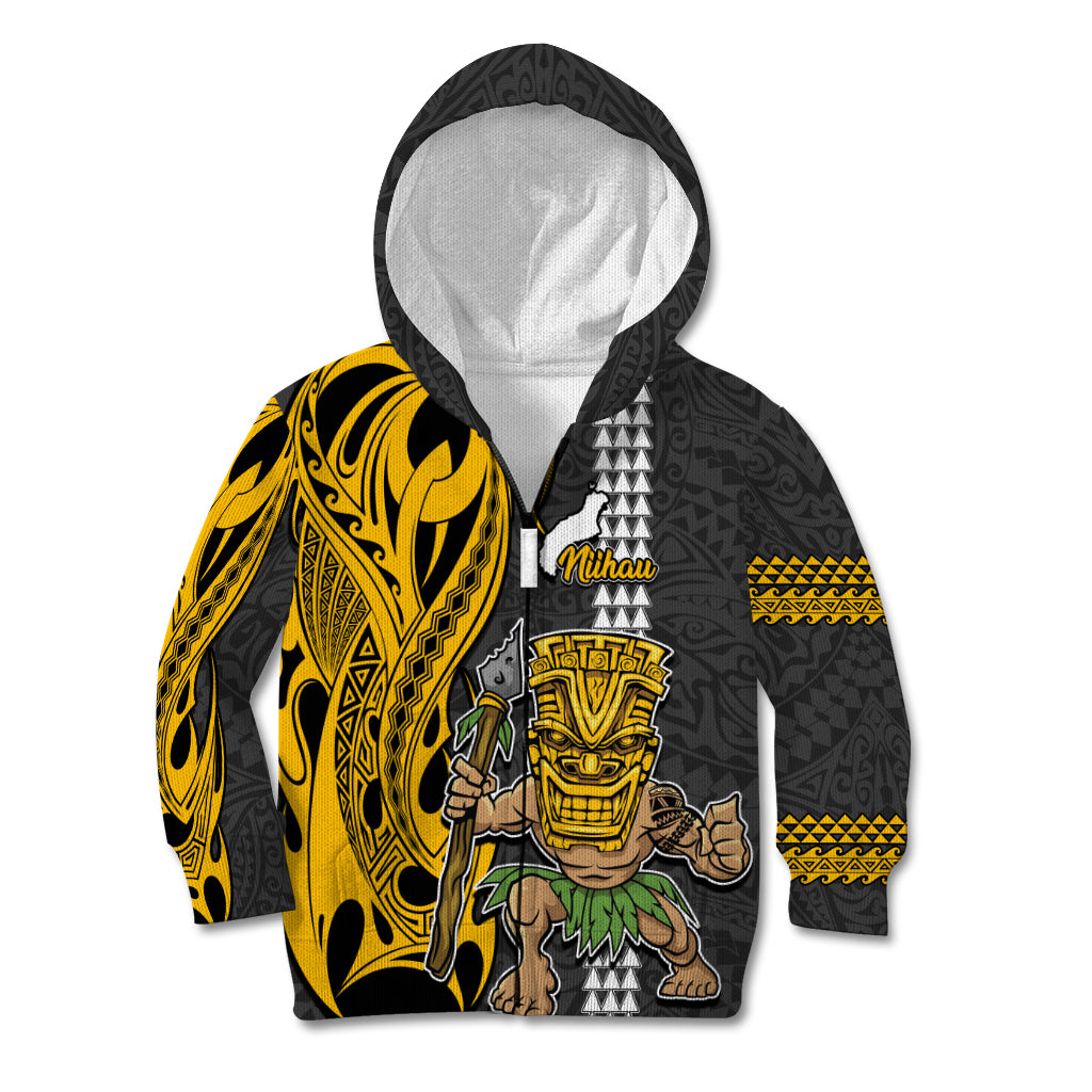 Hawaii Niihau Island Kid Hoodie Hawaiian Warrior and Kakau Symbols Abstract Tattoo LT03 - Polynesian Pride