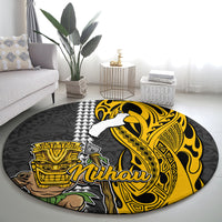 Hawaii Niihau Island Round Carpet Hawaiian Warrior and Kakau Symbols Abstract Tattoo LT03 - Polynesian Pride