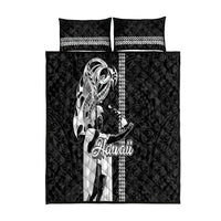 Hawaii Niihau Island Quilt Bed Set Hawaiian King and Kakau Symbols Abstract Shoulder Tattoo LT03 Black - Polynesian Pride
