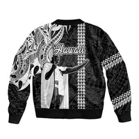 Hawaii Niihau Island Sleeve Zip Bomber Jacket Hawaiian King and Kakau Symbols Abstract Shoulder Tattoo LT03 - Polynesian Pride