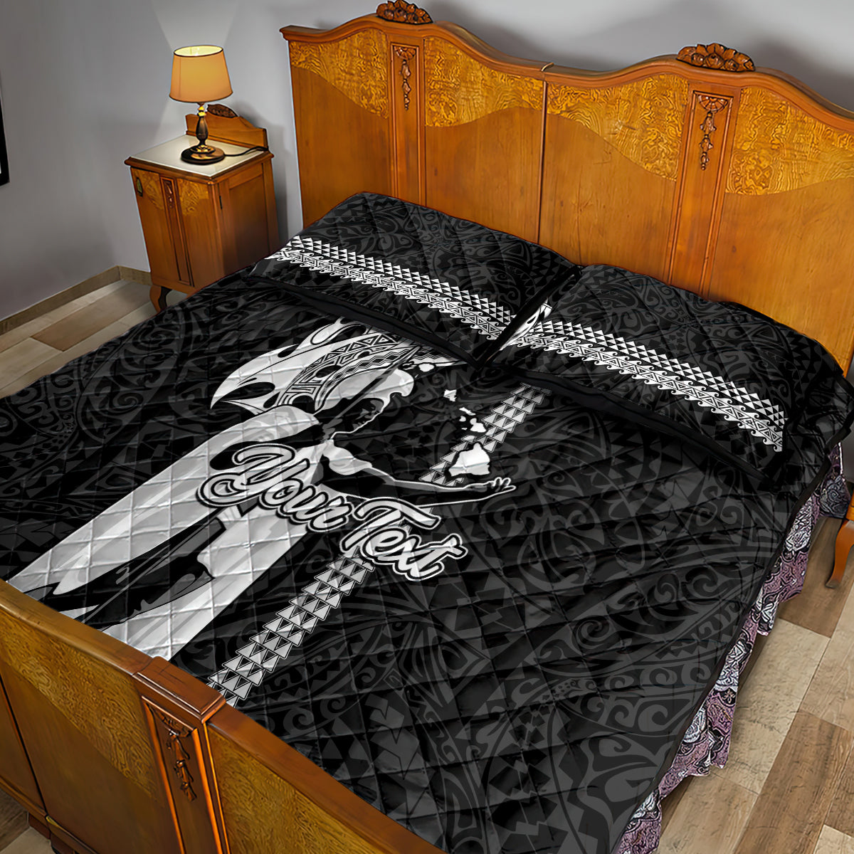 Custom Hawaii Niihau Island Quilt Bed Set Hawaiian King and Kakau Symbols Abstract Shoulder Tattoo LT03 - Polynesian Pride