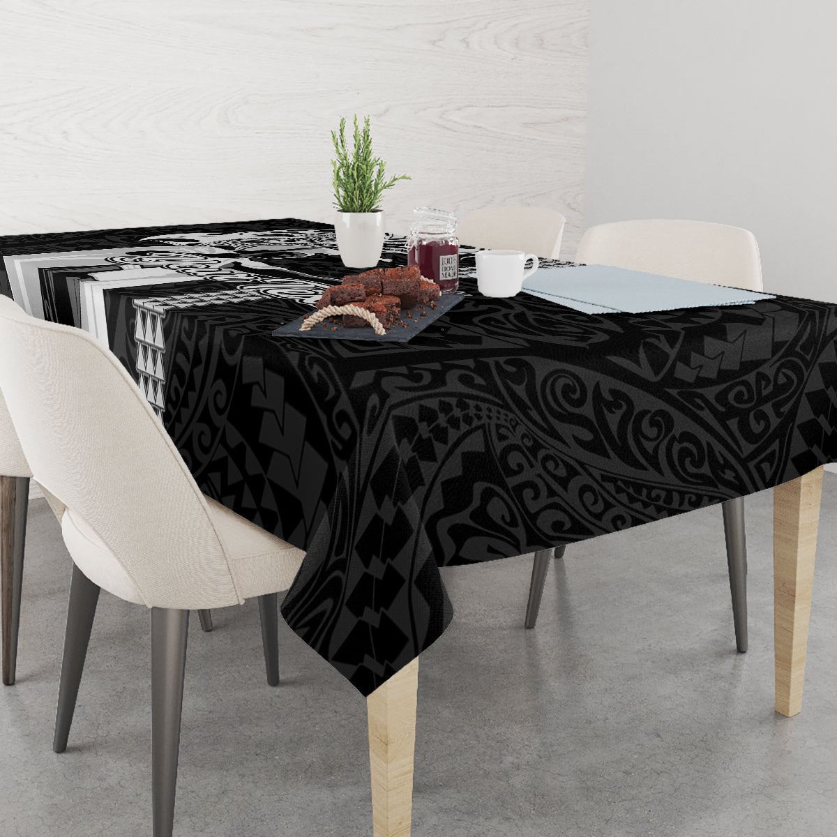 Custom Hawaii Niihau Island Tablecloth Hawaiian King and Kakau Symbols Abstract Shoulder Tattoo LT03 - Polynesian Pride